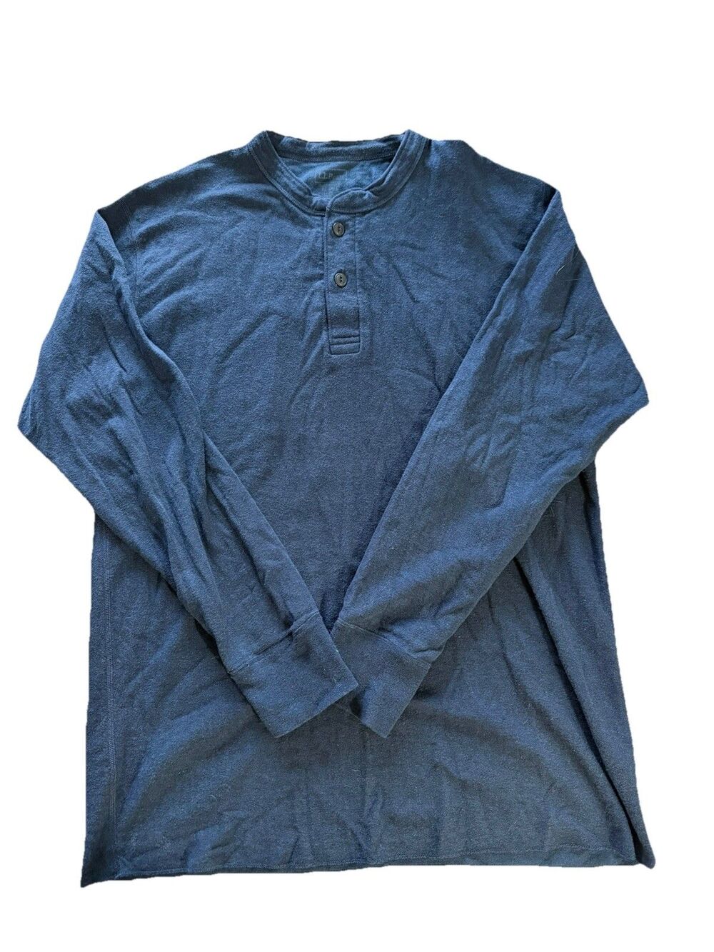 LL Bean Mens XL Tall River Driver Wool Blend Long Sleeve Henley Shirt Navy Blue